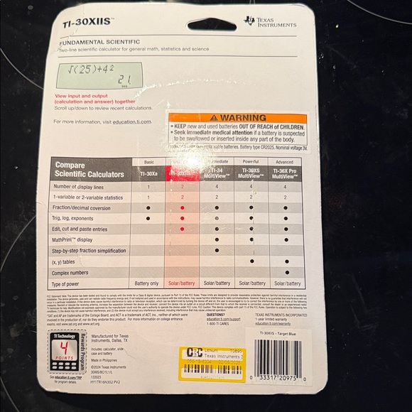 Texas Instruments Blue TI-30XIIS Calculator - Picture 2 of 2